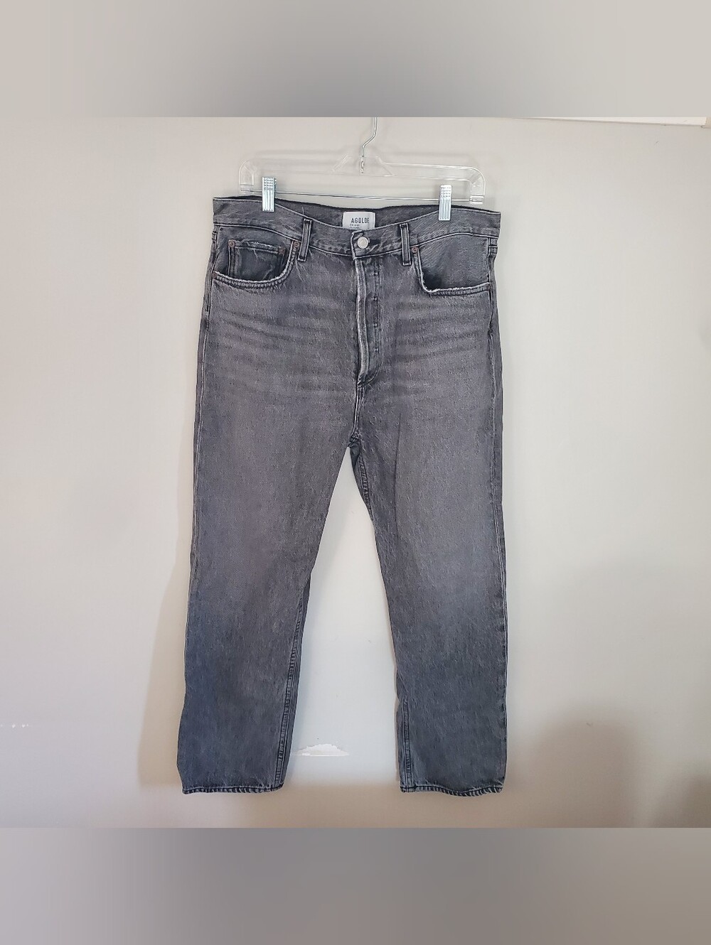 Agolde Women's 90s Crop Straight Leg Jeans Pinch Waist Made In USA 31- Gray